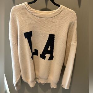 LA Cream Sweater w/ Black Lettering